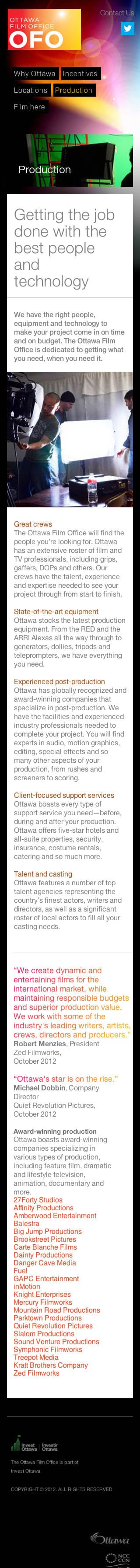 Ottawa Film Office website